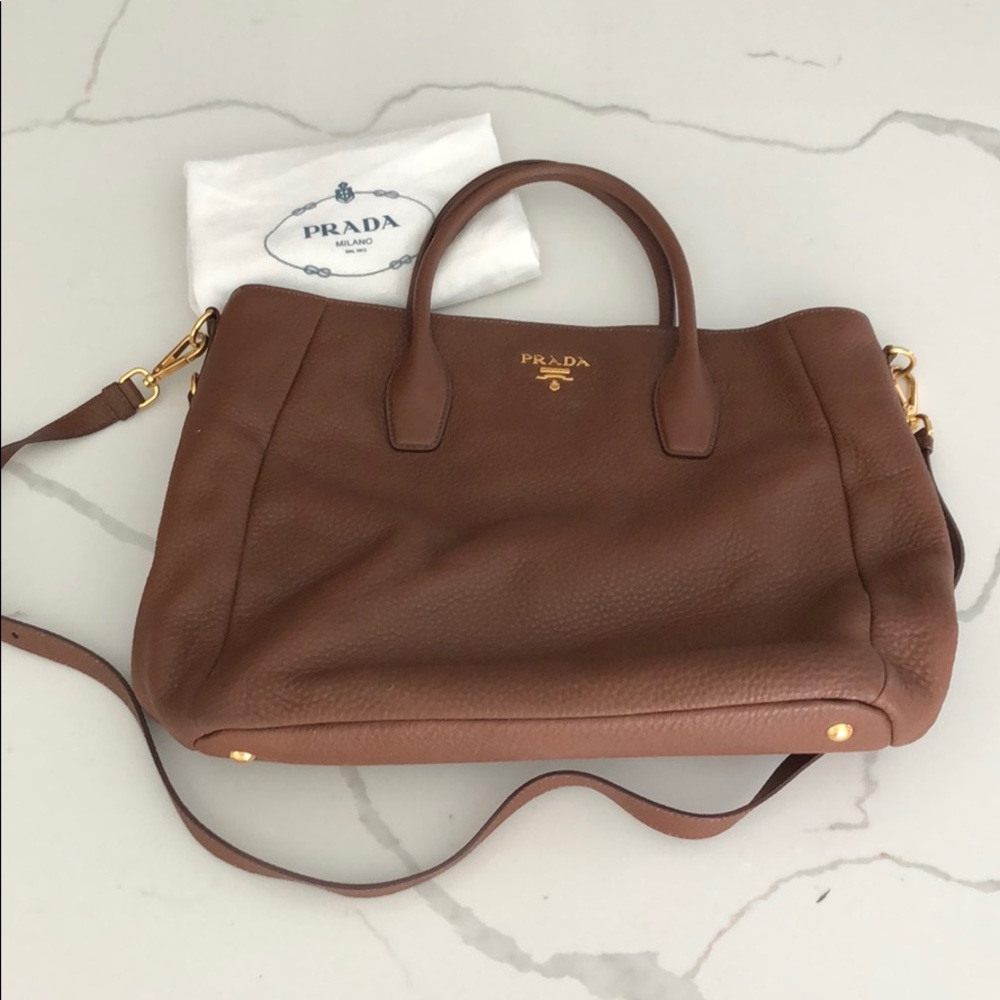 Prada Vitello Daino tote with cross-body strap